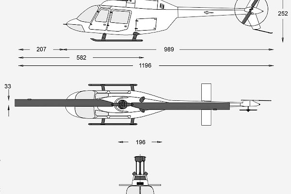 Technische Zeichnung Hubschrauber